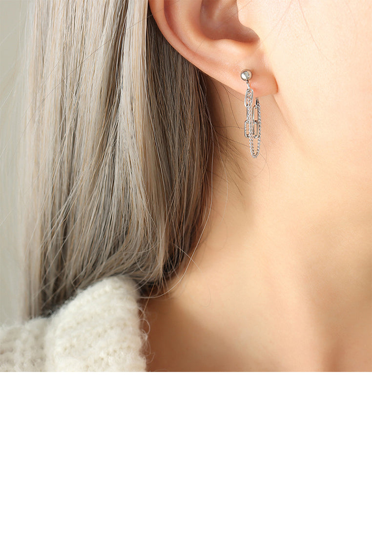 Fashion Simple 316L Stainless Steel Chain Double Layer Earrings