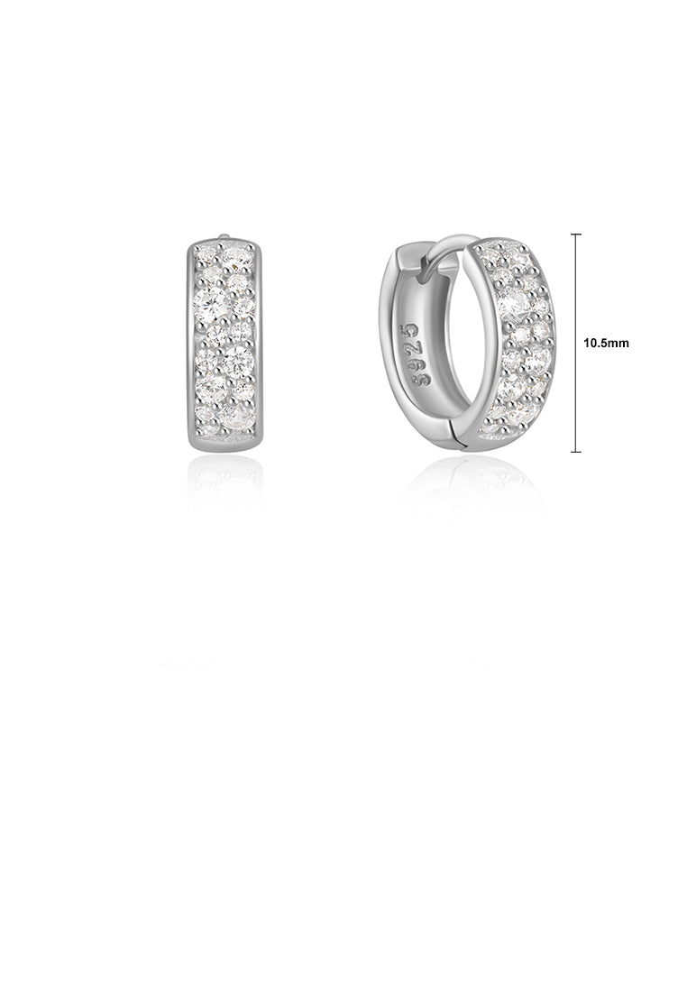 925 Sterling Silver Simple Brilliant Geometric Hoop Earrings with Cubic Zirconia - Luxurious Look