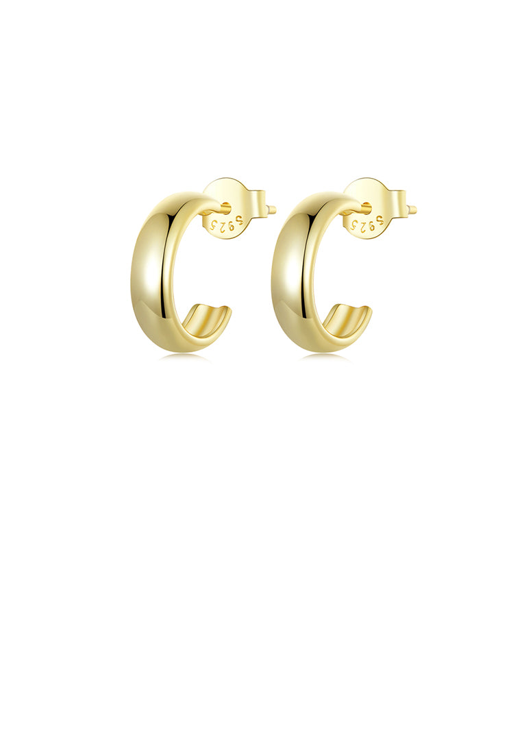 925 Sterling Silver Plated Gold Simple and Fashion C-shaped Geometric Stud Earrings