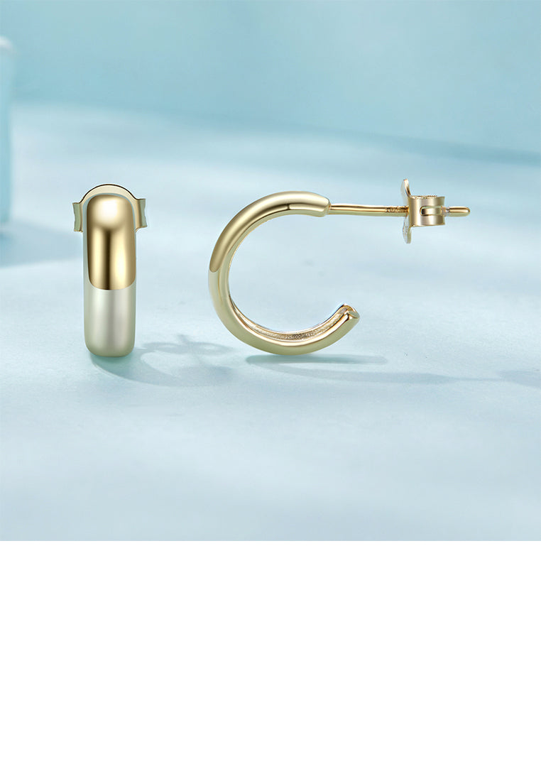925 Sterling Silver Plated Gold Simple and Fashion C-shaped Geometric Stud Earrings