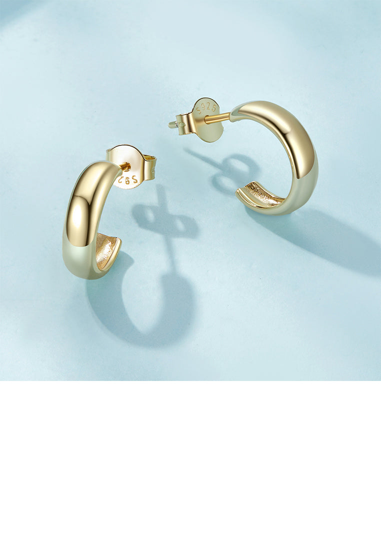 925 Sterling Silver Plated Gold Simple and Fashion C-shaped Geometric Stud Earrings