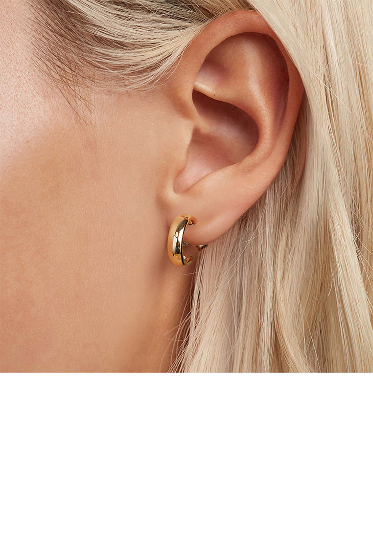 925 Sterling Silver Plated Gold Simple and Fashion C-shaped Geometric Stud Earrings