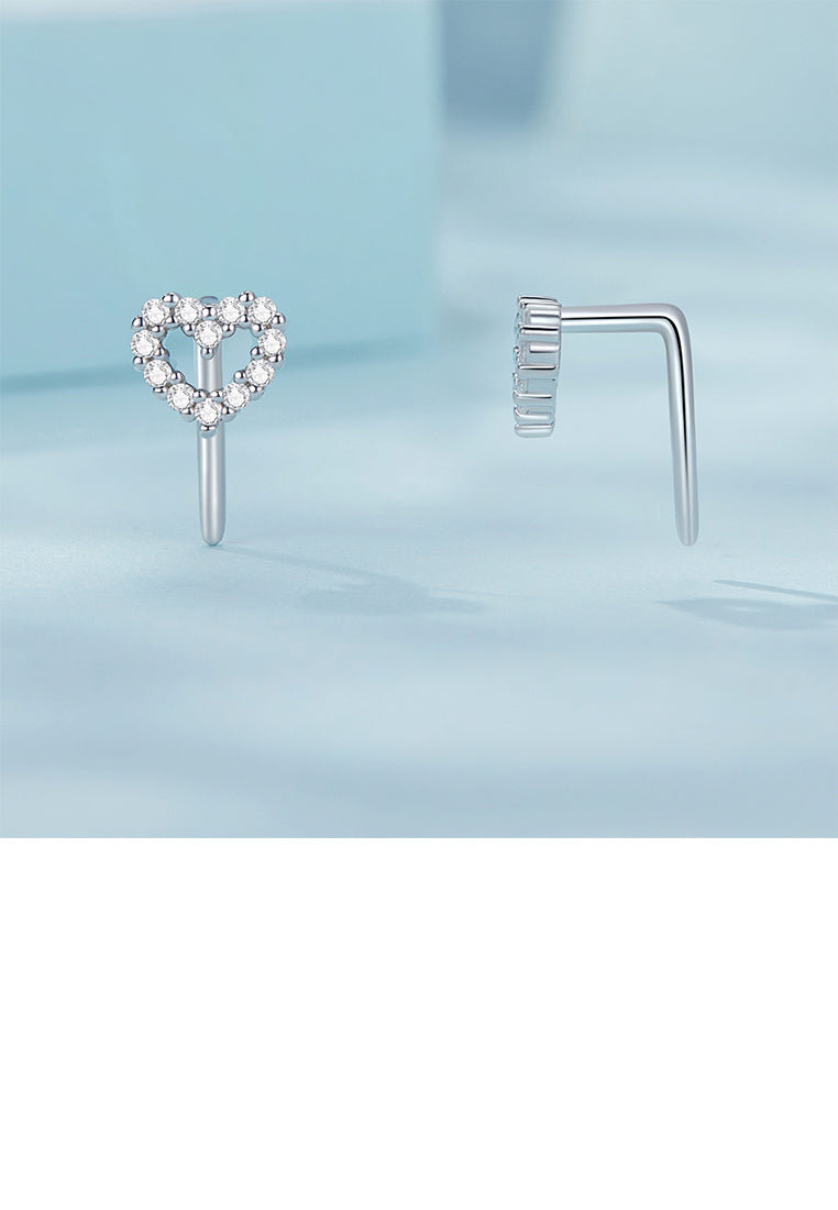 925 Sterling Silver Simple and Cute Hollow Heart-shaped Stud Earrings with Cubic Zirconia - Luxurious Look