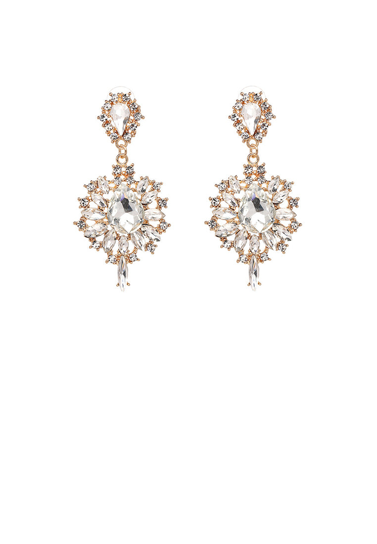 Fashion and Elegant Plated Gold Geometric Tassel Earrings with White Cubic Zirconia - Luxurious Look