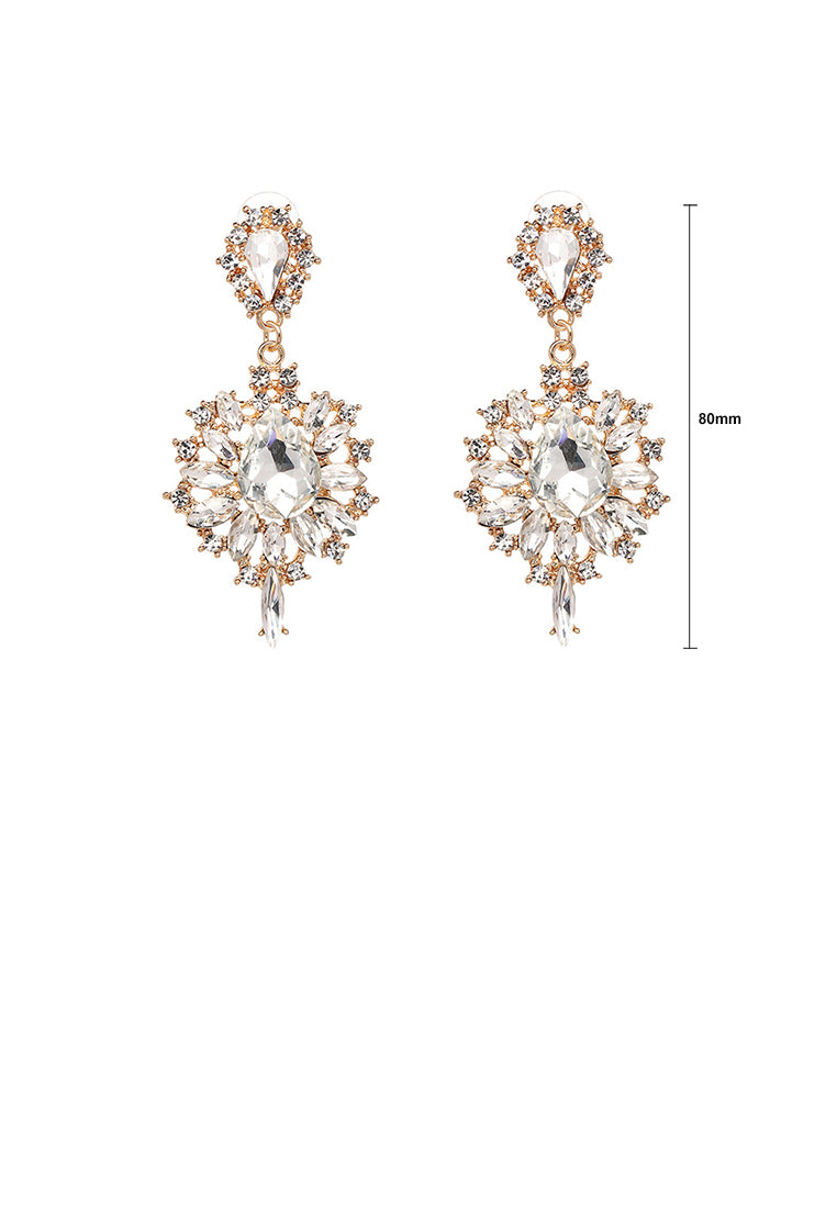 Fashion and Elegant Plated Gold Geometric Tassel Earrings with White Cubic Zirconia - Luxurious Look