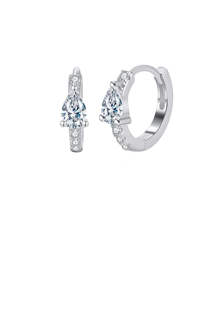 925 Sterling Silver Simple and Fashion Water Drop Geometric Hoop Earrings with Cubic Zirconia - Luxurious Look