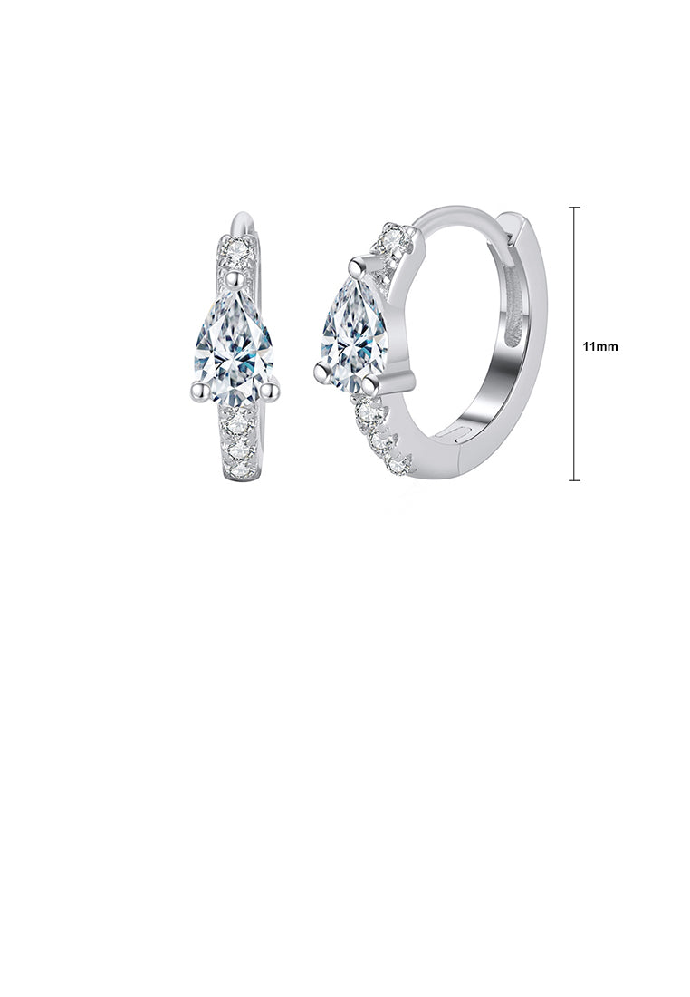 925 Sterling Silver Simple and Fashion Water Drop Geometric Hoop Earrings with Cubic Zirconia - Luxurious Look