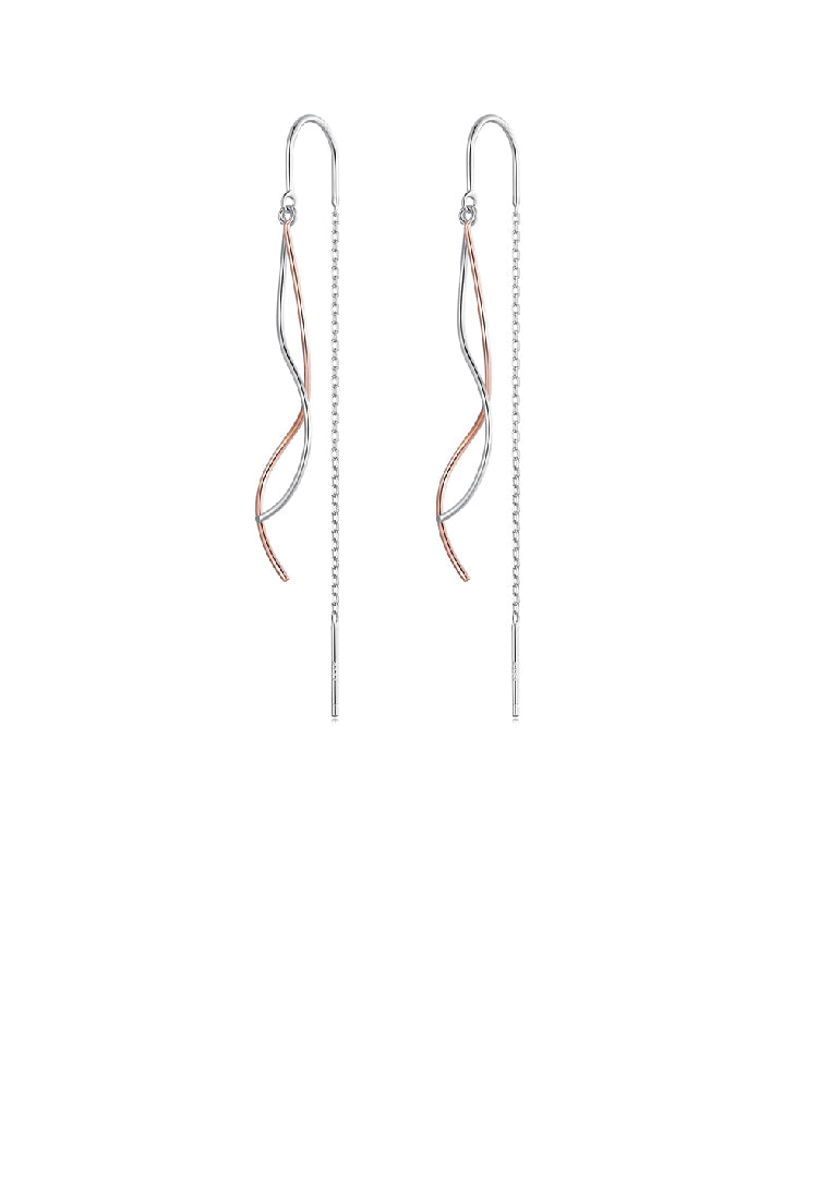 925 Sterling Silver Fashion Temperament Geometric Line Tassel Earrings