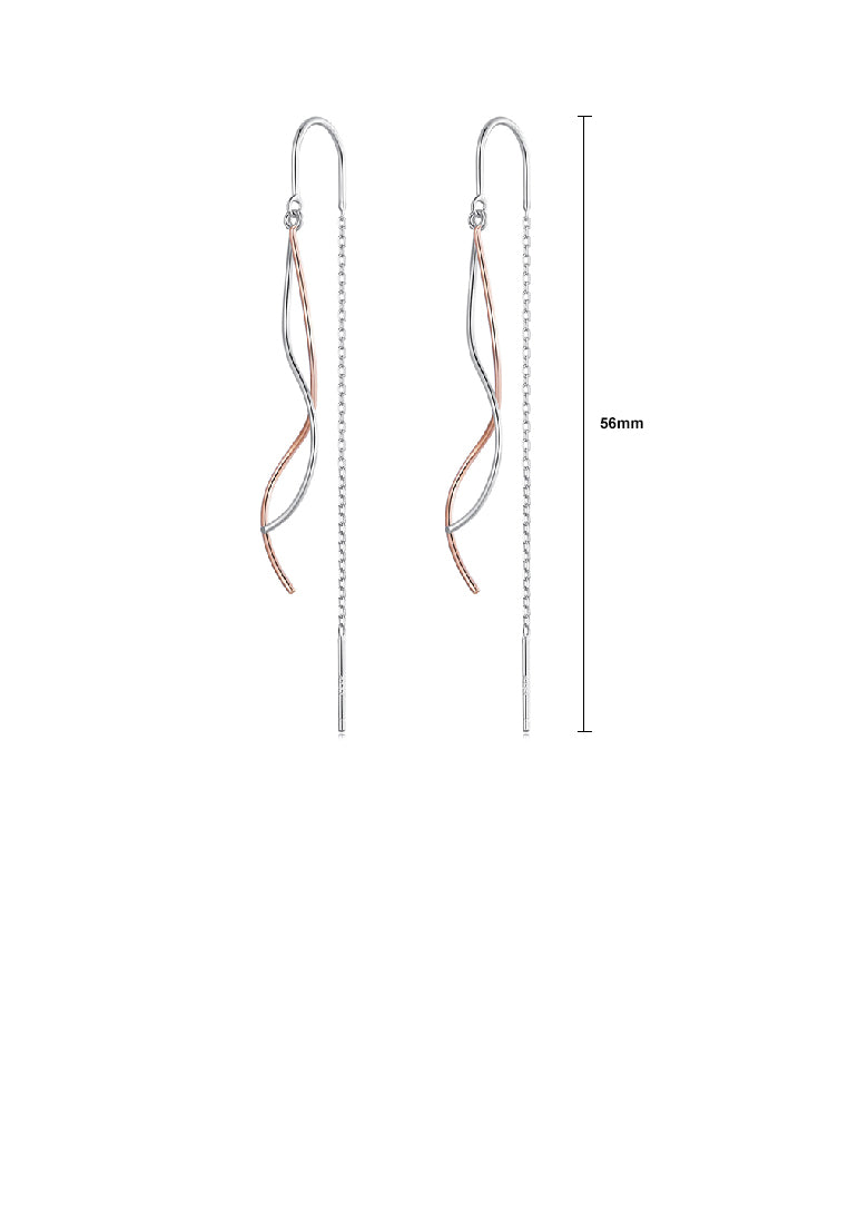 925 Sterling Silver Fashion Temperament Geometric Line Tassel Earrings