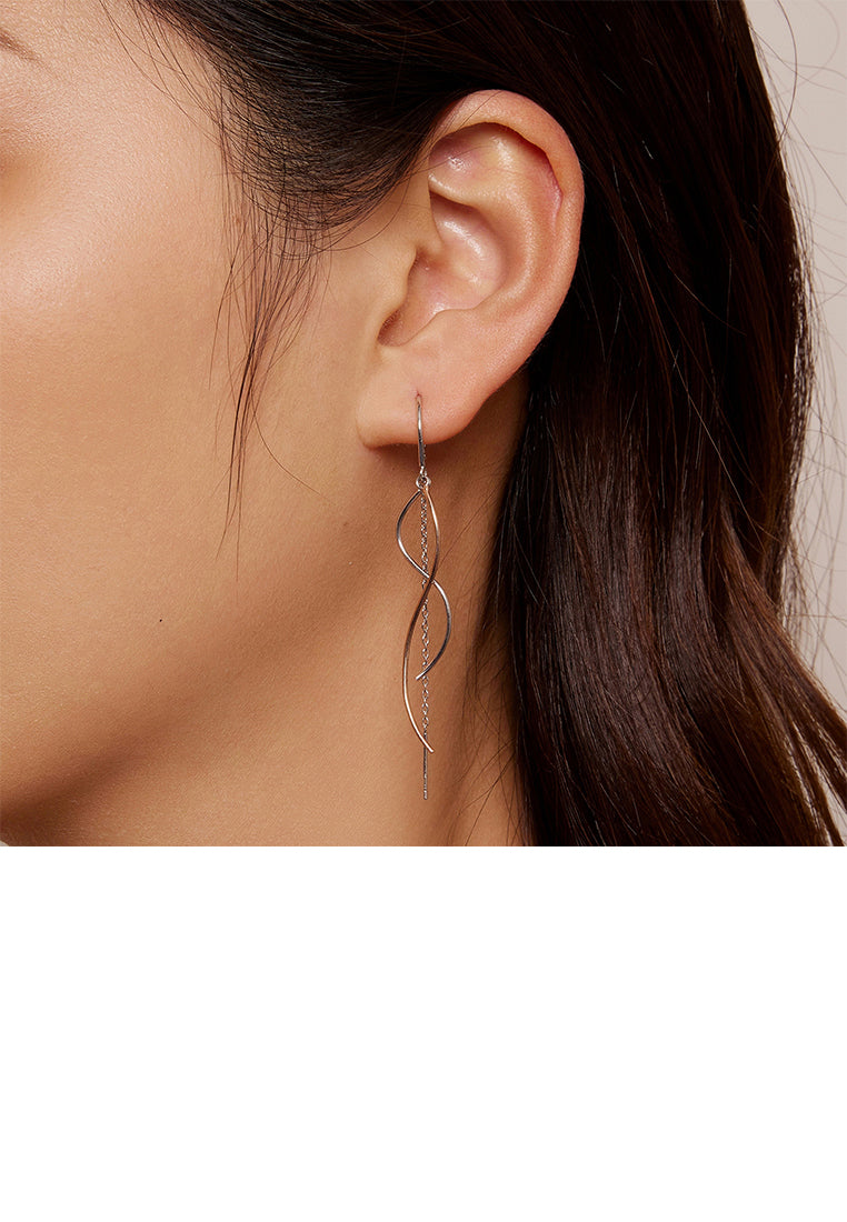 925 Sterling Silver Fashion Temperament Geometric Line Tassel Earrings