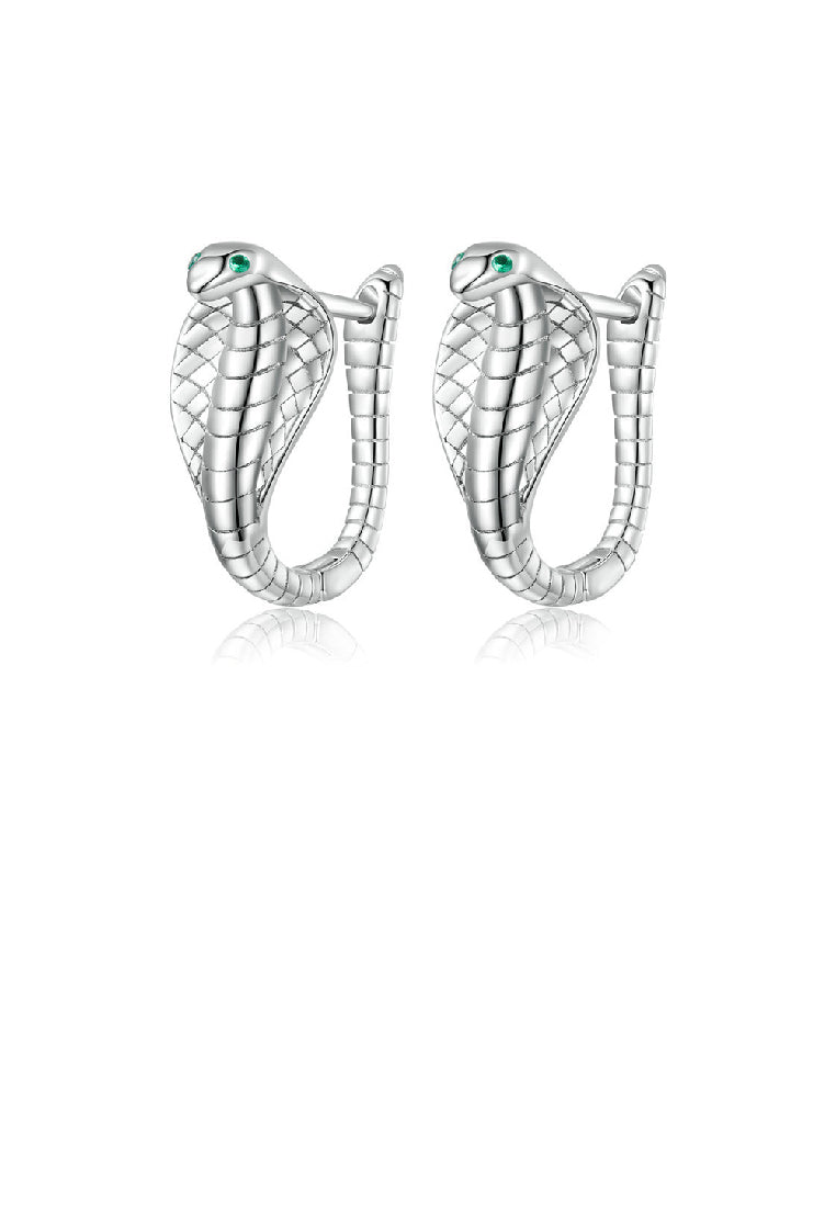925 Sterling Silver Fashion Personalized Cobra Stud Earrings with Cubic Zirconia - Luxurious Look