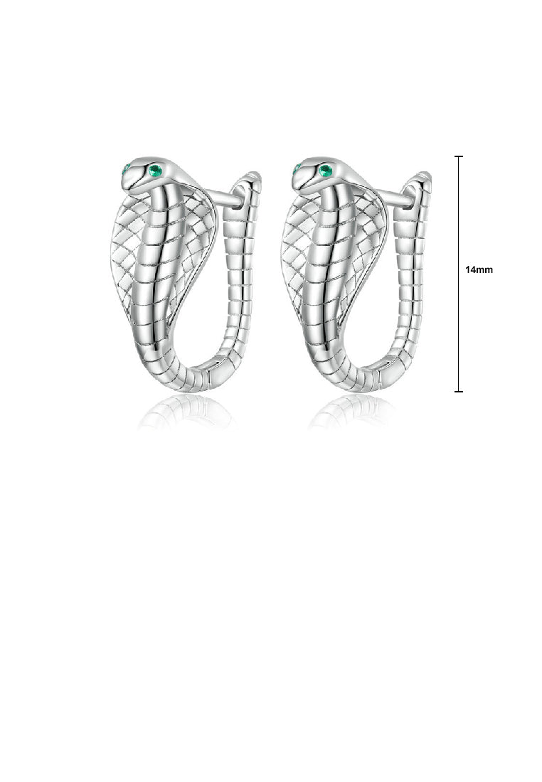 925 Sterling Silver Fashion Personalized Cobra Stud Earrings with Cubic Zirconia - Luxurious Look