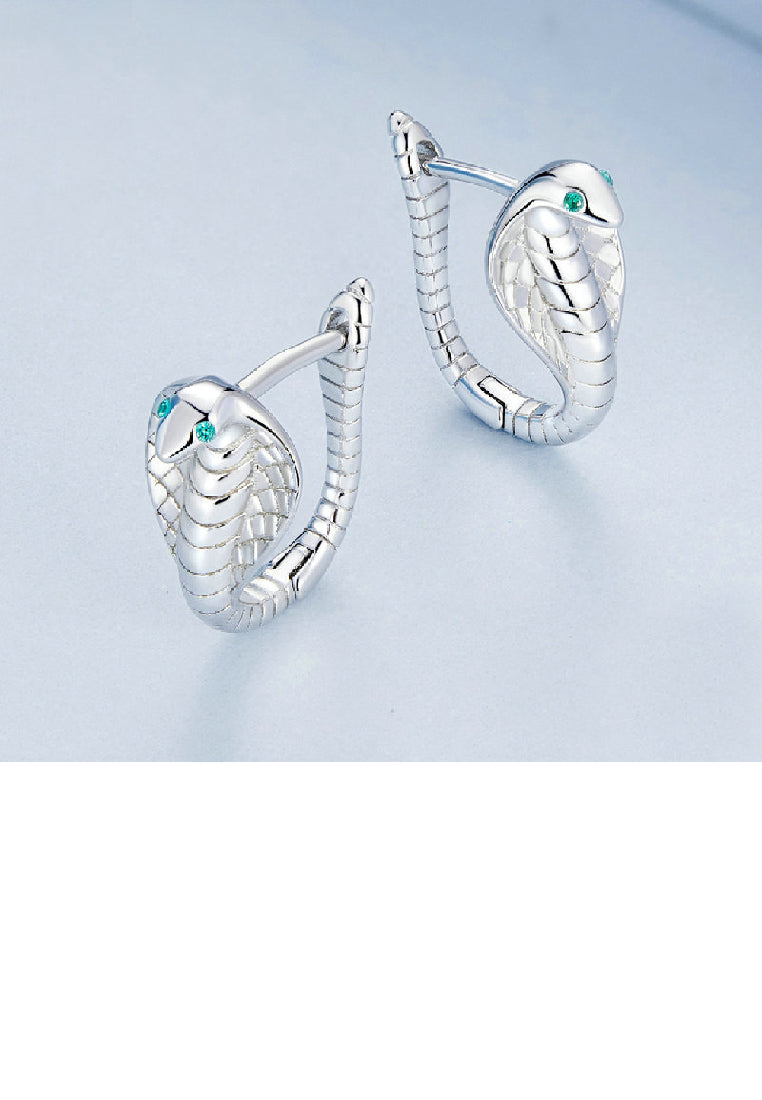 925 Sterling Silver Fashion Personalized Cobra Stud Earrings with Cubic Zirconia - Luxurious Look