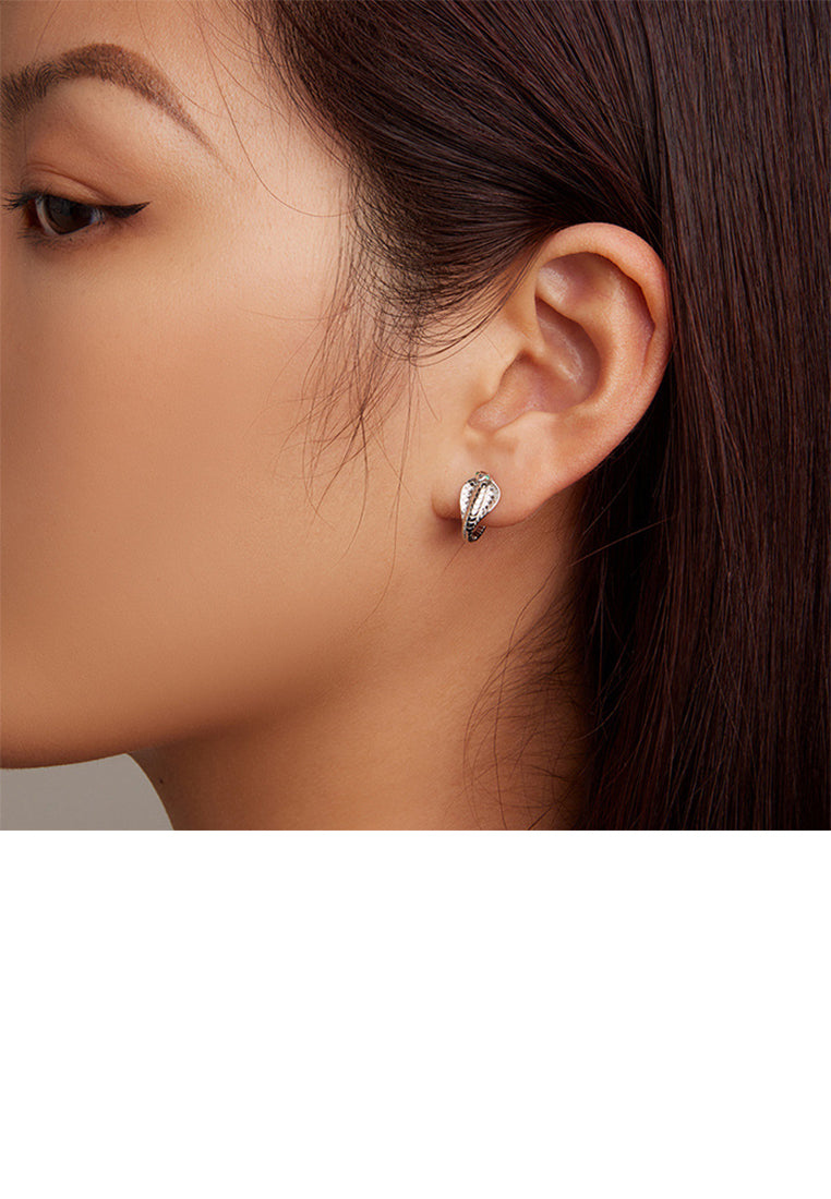 925 Sterling Silver Fashion Personalized Cobra Stud Earrings with Cubic Zirconia - Luxurious Look