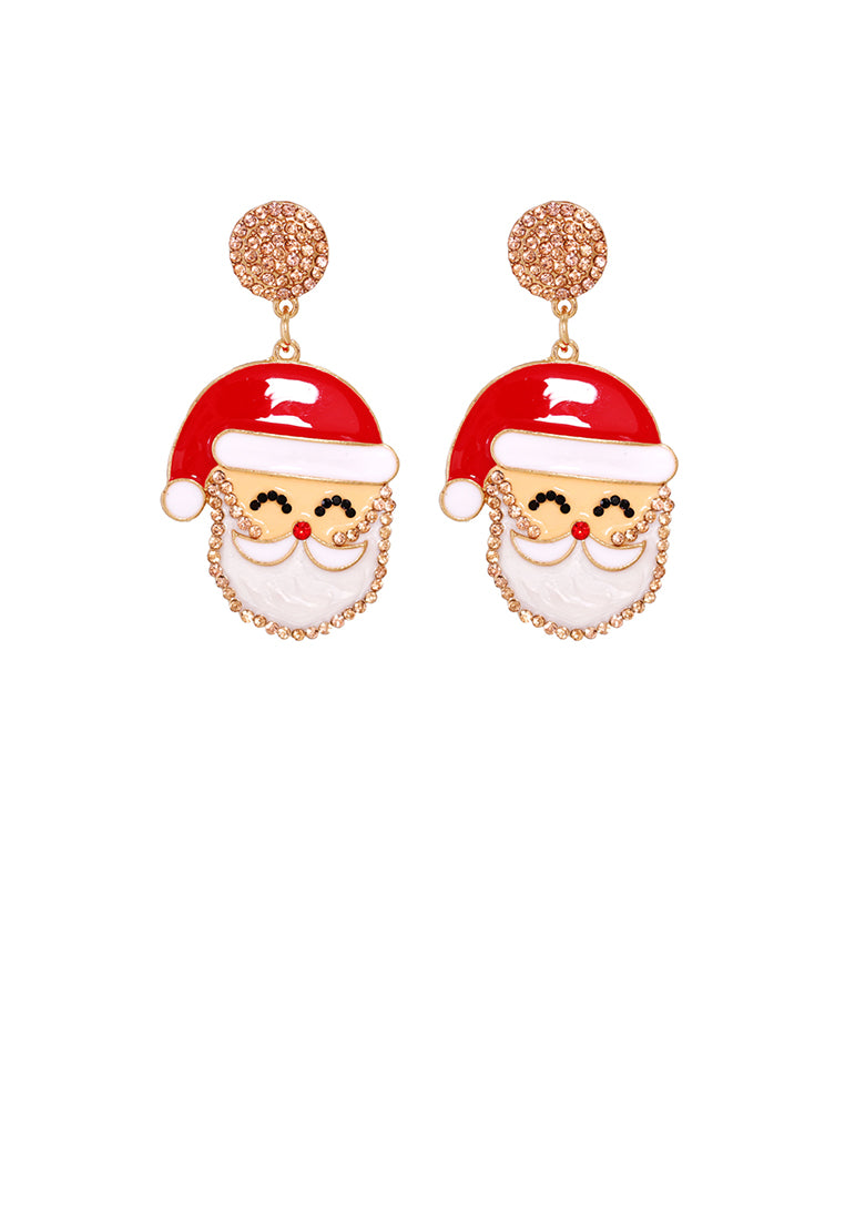 Fashion Simple Plated Gold Santa Earrings with Cubic Zirconia - Luxurious Look