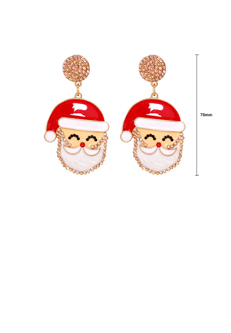 Fashion Simple Plated Gold Santa Earrings with Cubic Zirconia - Luxurious Look