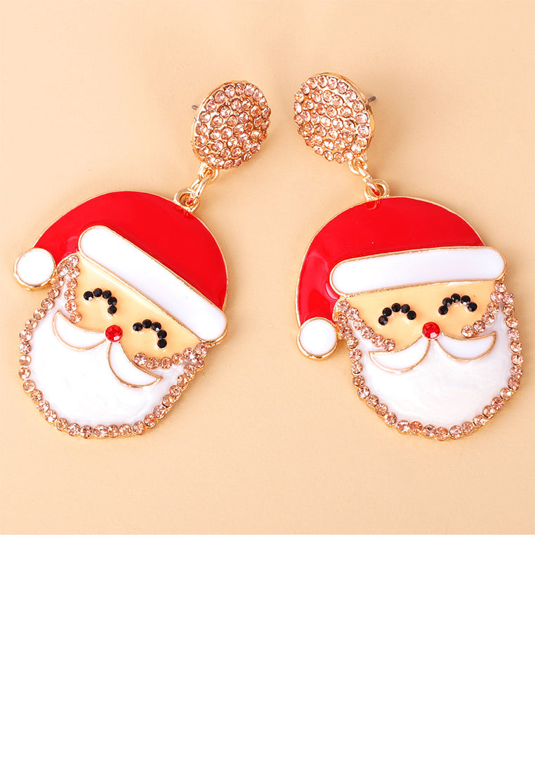 Fashion Simple Plated Gold Santa Earrings with Cubic Zirconia - Luxurious Look