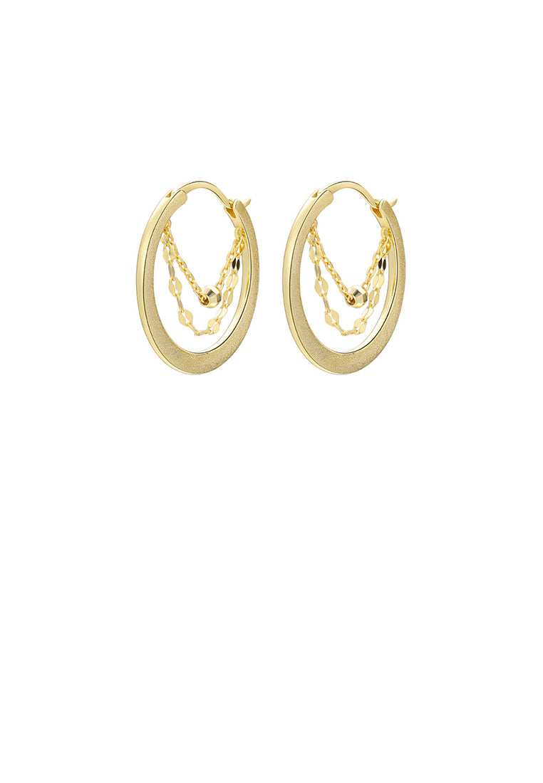 925 Sterling Silver Plated Gold Fashion Temperament Geometric Round Tassel Stud Earrings