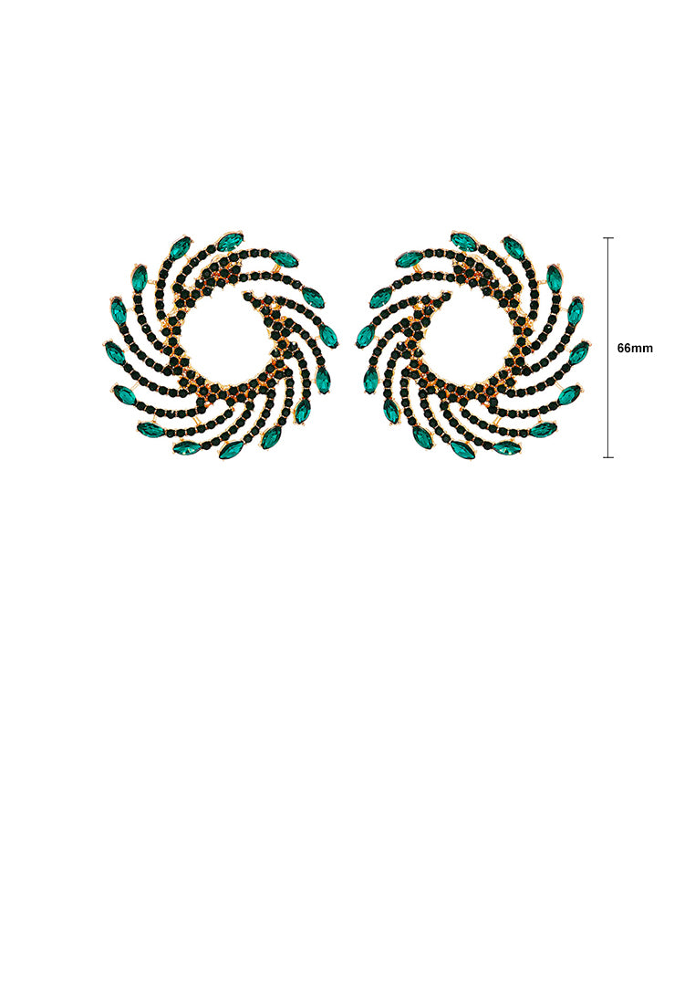 Fashion and Personalized Plated Gold Whirlwind Fireworks Stud Earrings with Green Cubic Zirconia - Luxurious Look