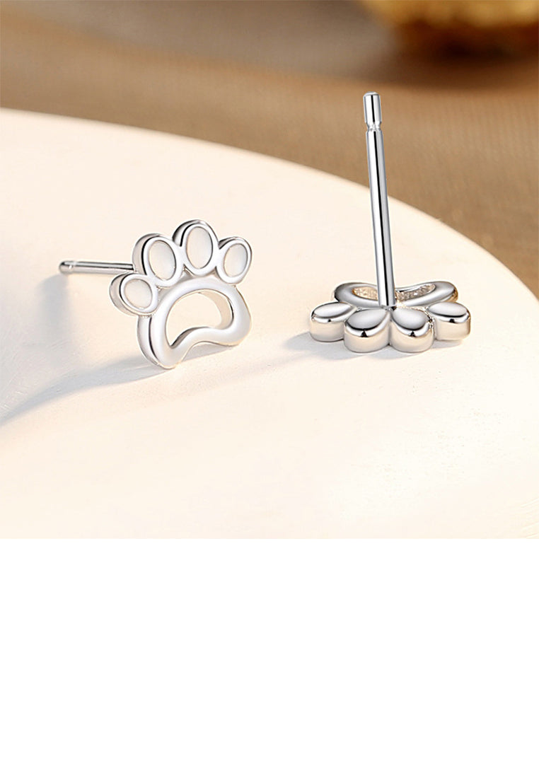 925 Sterling Silver Simple Cute Cat Claw Stud Earrings