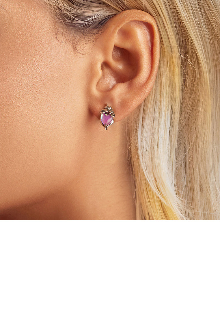 925 Sterling Silver Fashion Creative Unicorn Heart Shaped Cubic Zirconia Stud Earrings - Luxurious Look