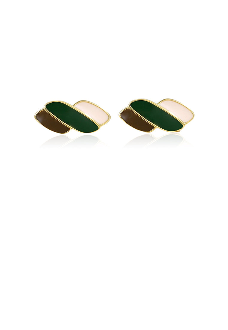 925 Sterling Silver Plated Gold Simple Fashion Enamel Geometric Stud Earrings