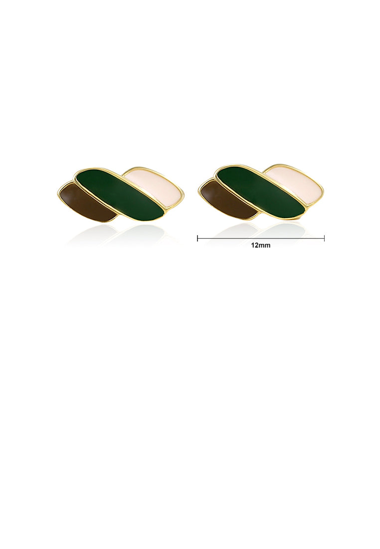 925 Sterling Silver Plated Gold Simple Fashion Enamel Geometric Stud Earrings