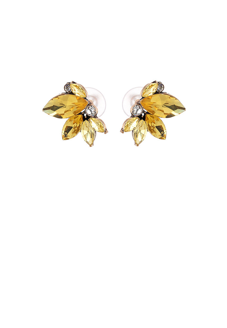 Fashion and Simple Plated Gold Flower Stud Earrings with Gold Cubic Zirconia - Luxurious Look