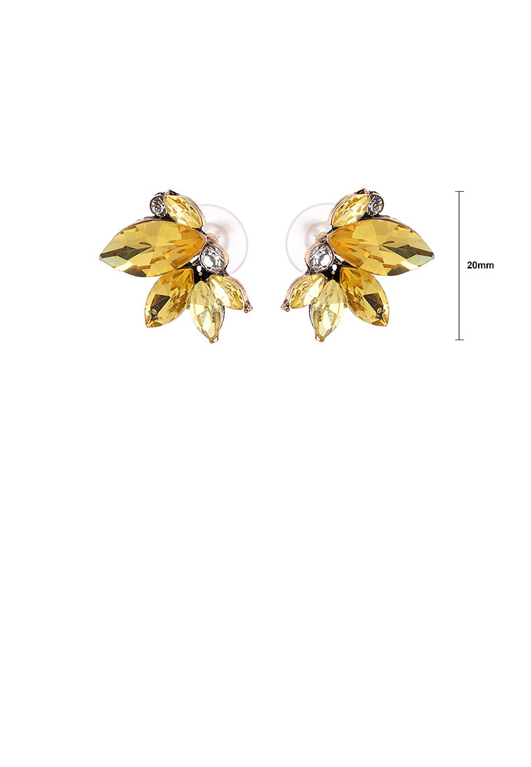 Fashion and Simple Plated Gold Flower Stud Earrings with Gold Cubic Zirconia - Luxurious Look