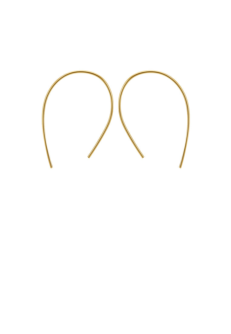 925 Sterling Silver Plated Gold Simple and Fashion Geometric Curved Earrings