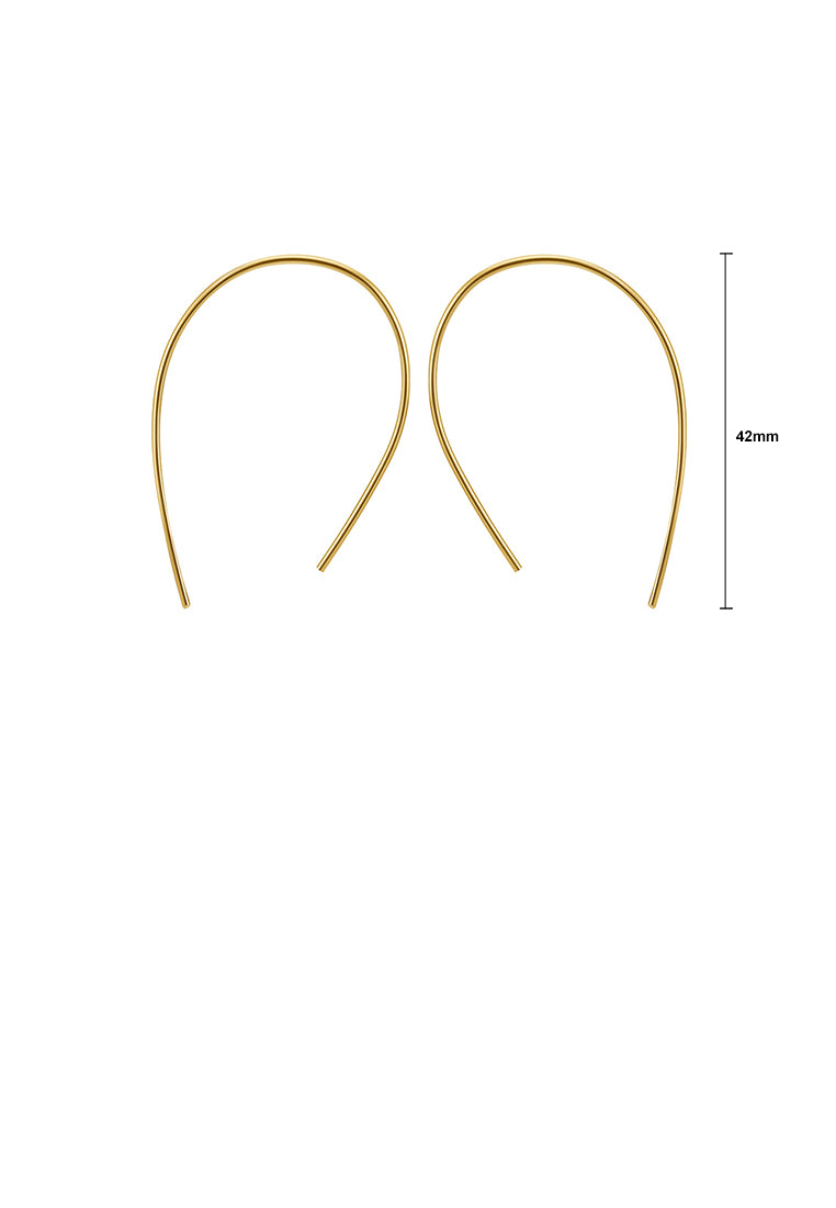 925 Sterling Silver Plated Gold Simple and Fashion Geometric Curved Earrings