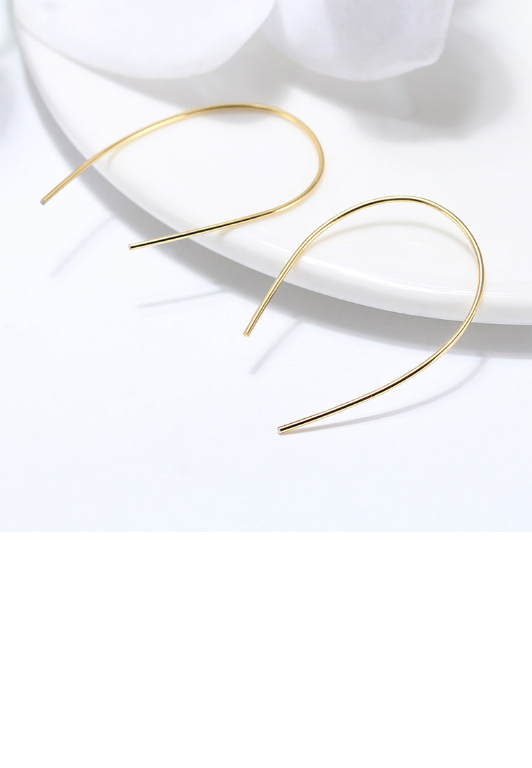 925 Sterling Silver Plated Gold Simple and Fashion Geometric Curved Earrings