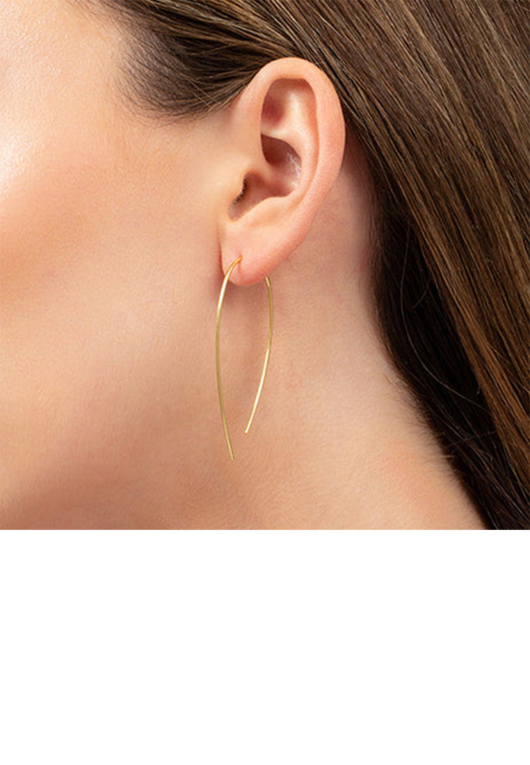 925 Sterling Silver Plated Gold Simple and Fashion Geometric Curved Earrings