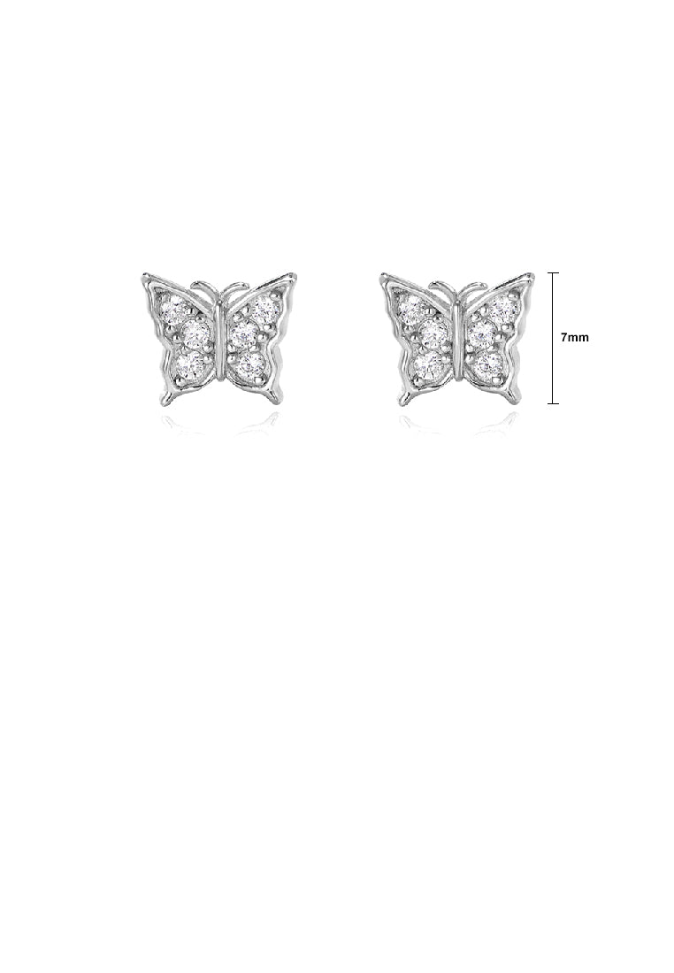 925 Sterling Silver Simple and Exquisite Butterfly Stud Earrings with Cubic Zirconia - Luxurious Look