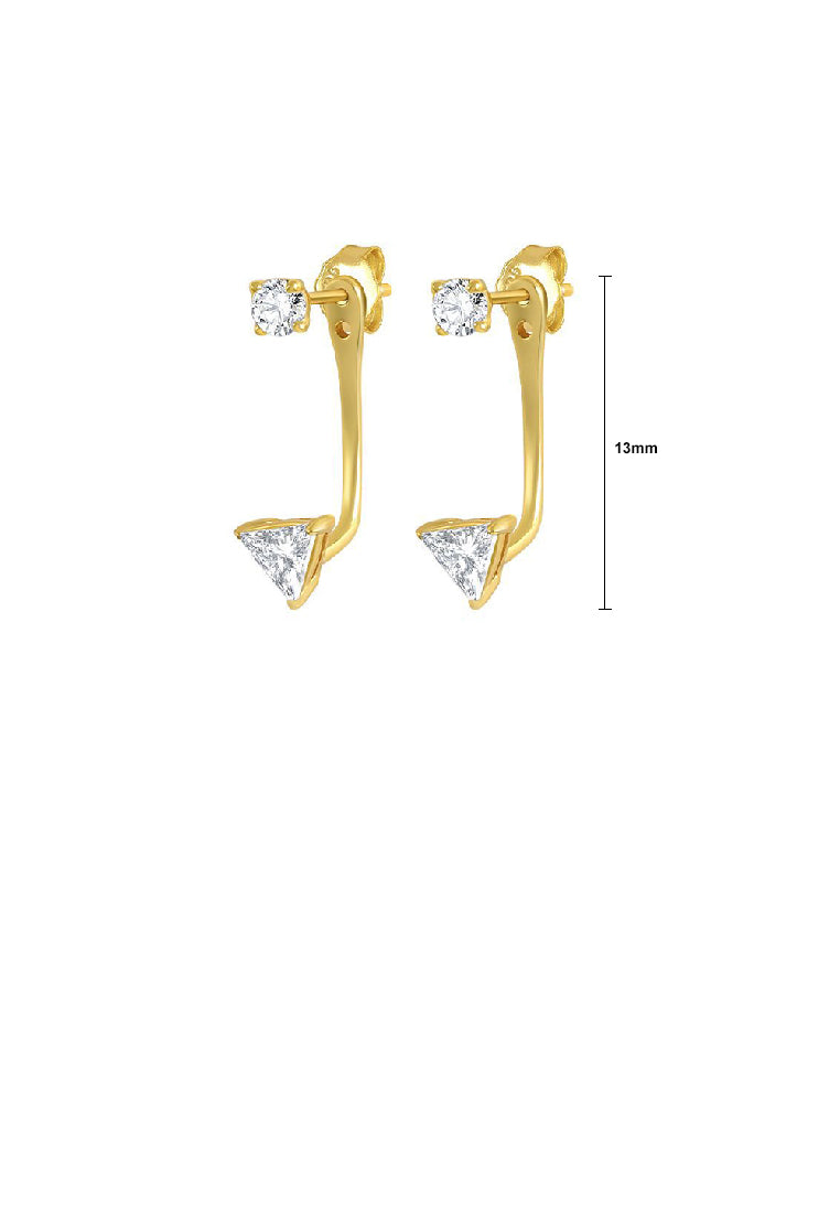 925 Sterling Silver Plated Gold Fashion Simple Geometric Triangle Cubic Zirconia Long Earrings - Luxurious Look