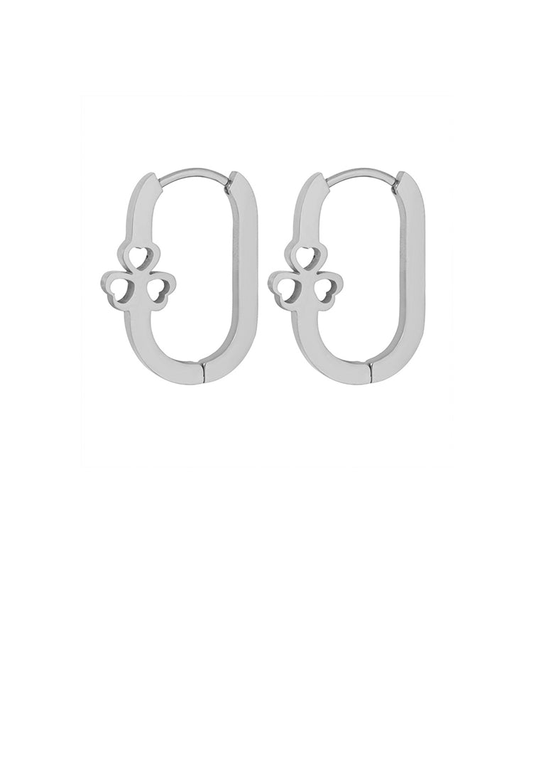 Fashion and Creative 316L Stainless Steel Three-leafed Clover Geometric Earrings