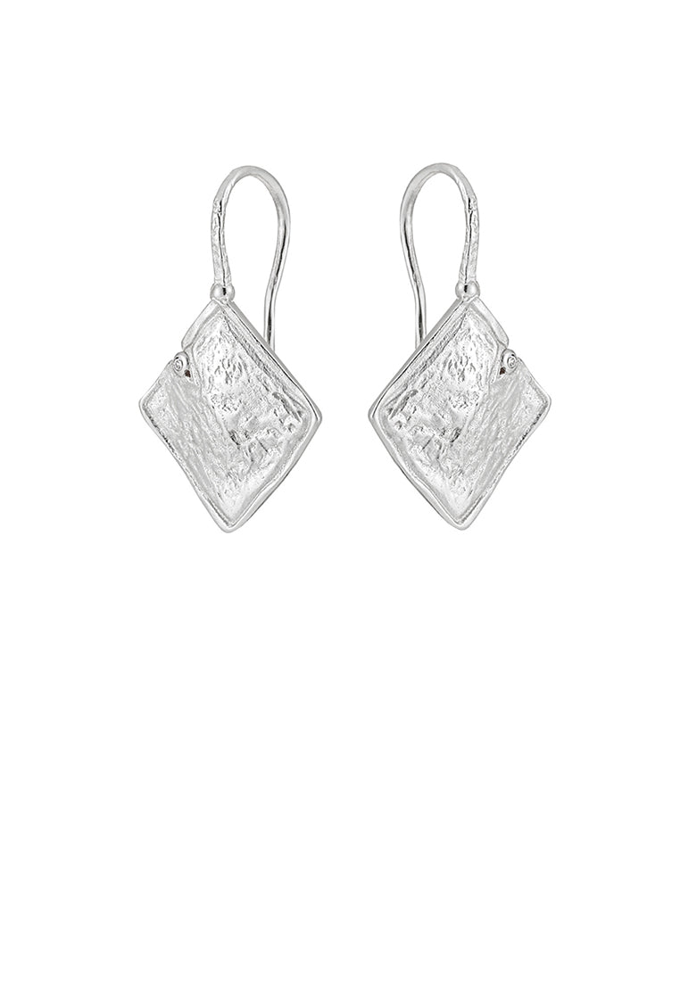 925 Sterling Silver Simple Fashion Pattern Geometric Rhombus Earrings with Cubic Zirconia - Luxurious Look