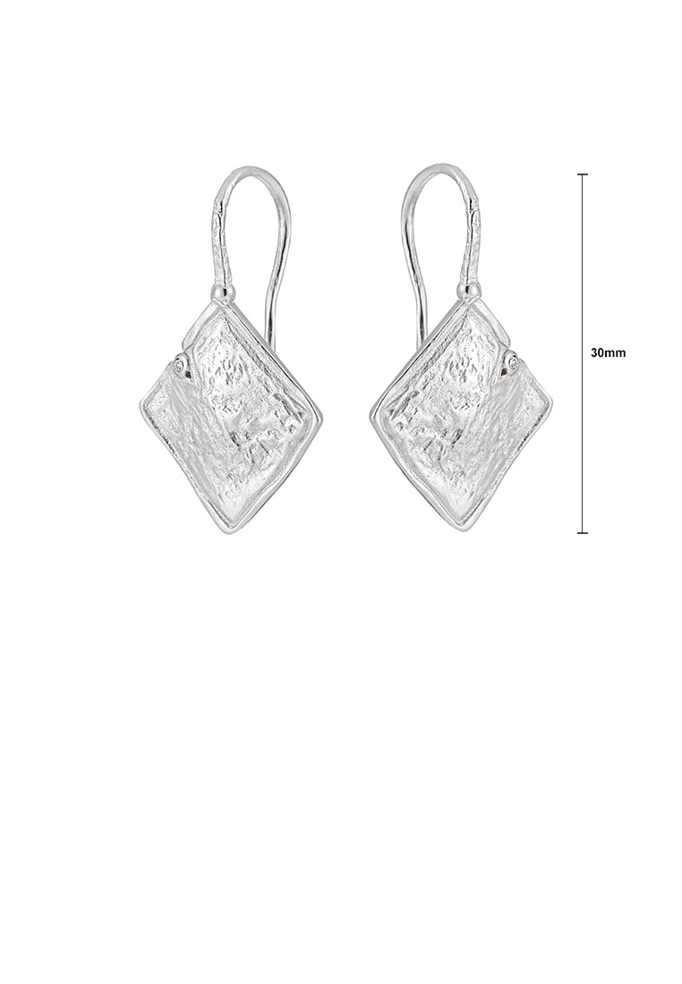 925 Sterling Silver Simple Fashion Pattern Geometric Rhombus Earrings with Cubic Zirconia - Luxurious Look