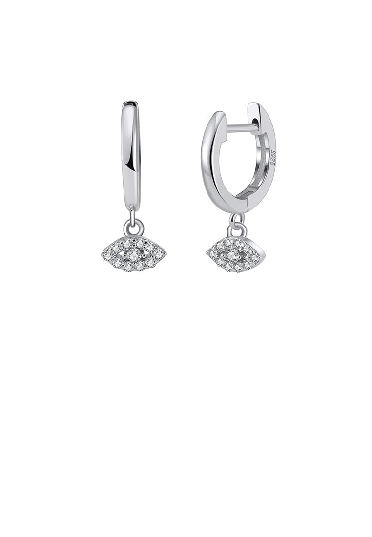 925 Sterling Silver Simple Personalized Devils Eye Earrings with Cubic Zirconia - Luxurious Look