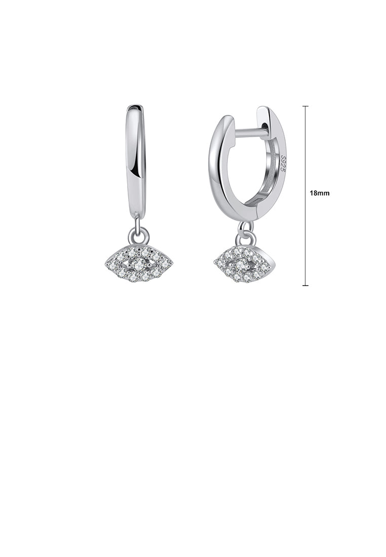 925 Sterling Silver Simple Personalized Devils Eye Earrings with Cubic Zirconia - Luxurious Look
