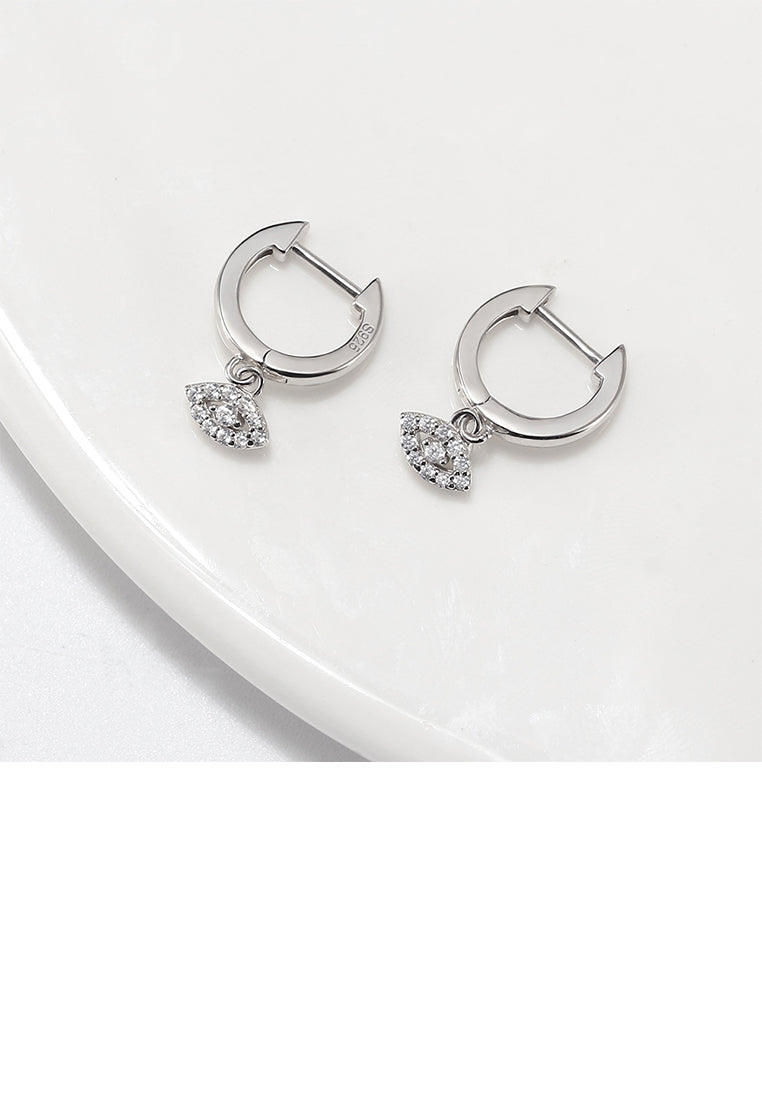 925 Sterling Silver Simple Personalized Devils Eye Earrings with Cubic Zirconia - Luxurious Look