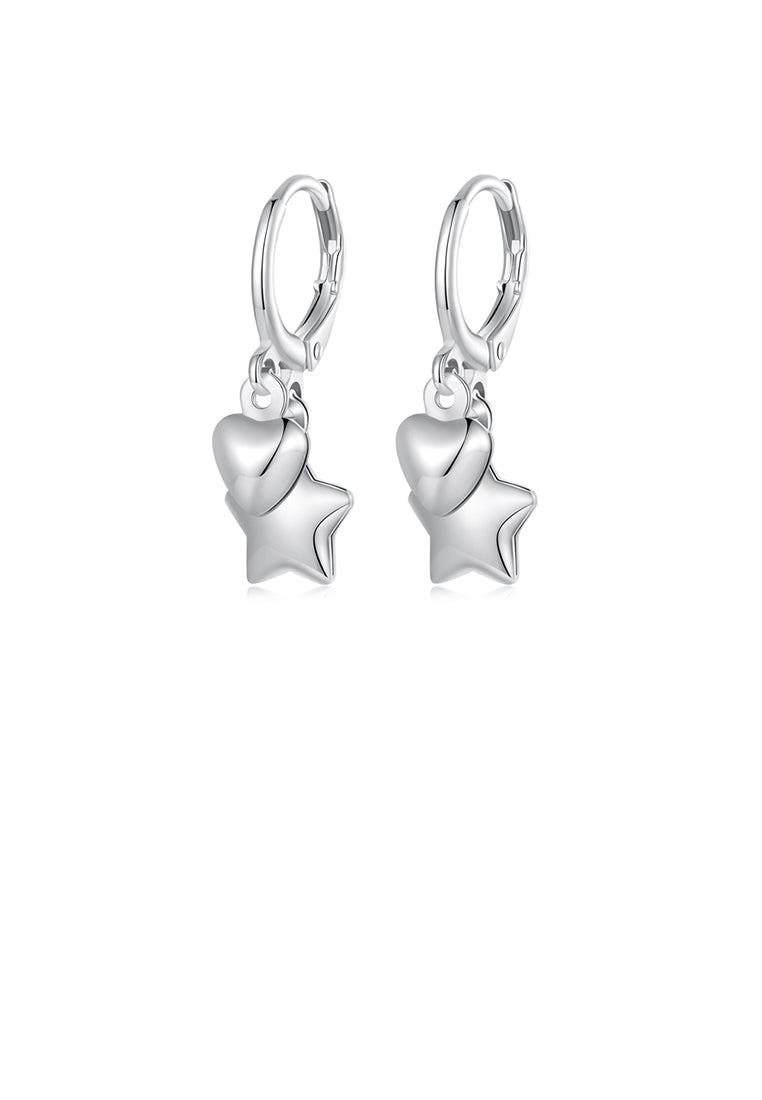 925 Sterling Silver Fashion Simple Star Heart Shaped Earrings