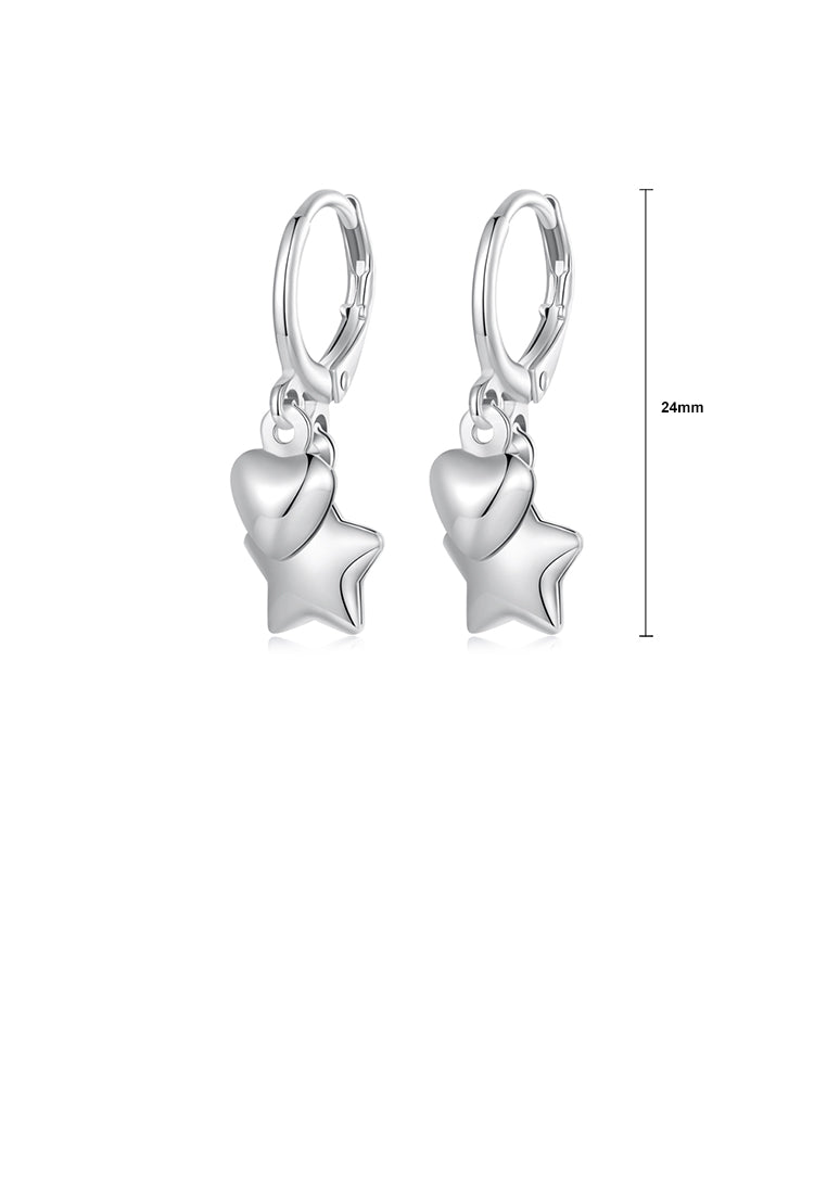 925 Sterling Silver Fashion Simple Star Heart Shaped Earrings