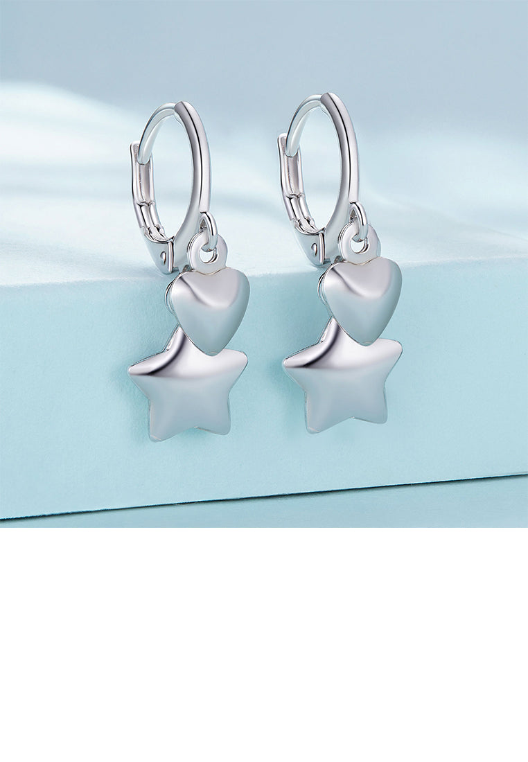 925 Sterling Silver Fashion Simple Star Heart Shaped Earrings