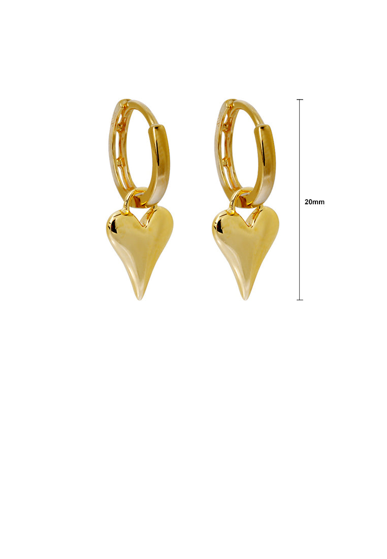 925 Sterling Silver Plated Gold Simple and Fashionable Heart-shaped Earrings