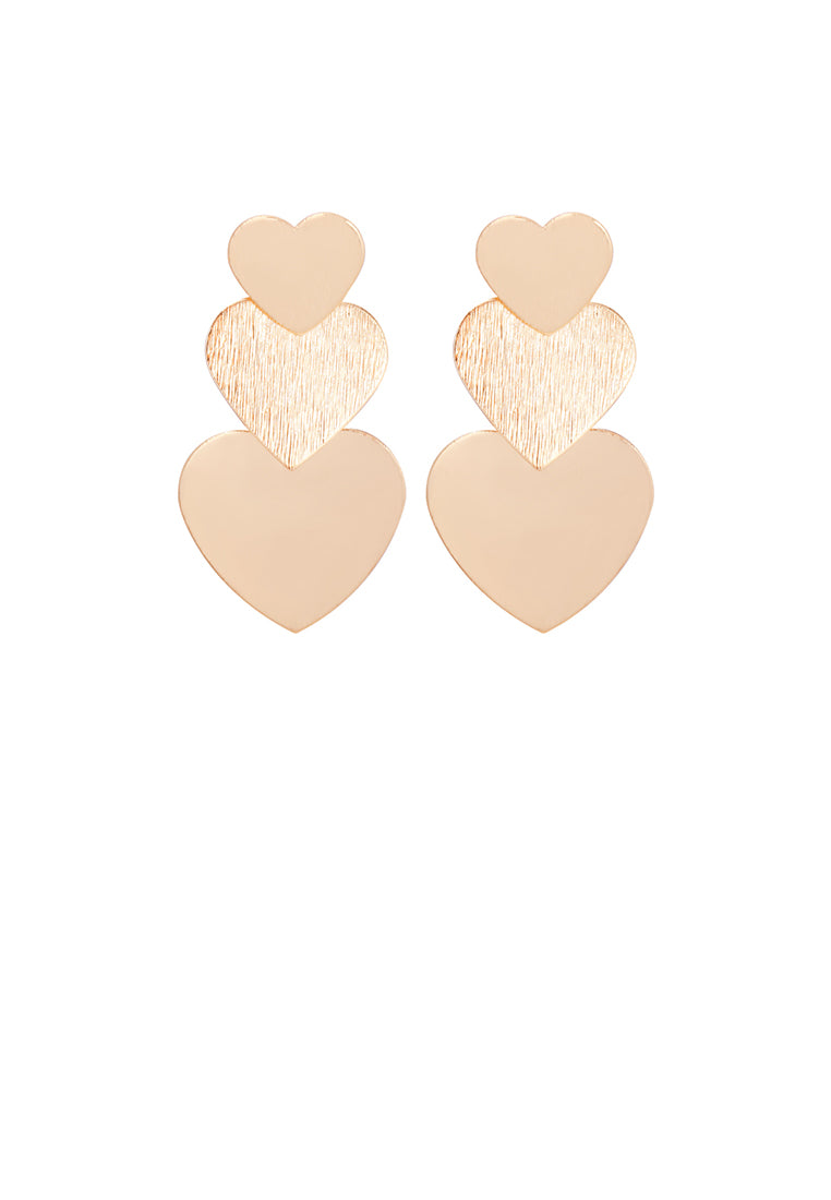 Simple and Romantic Plated Gold Heart-shaped Tassel Earrings