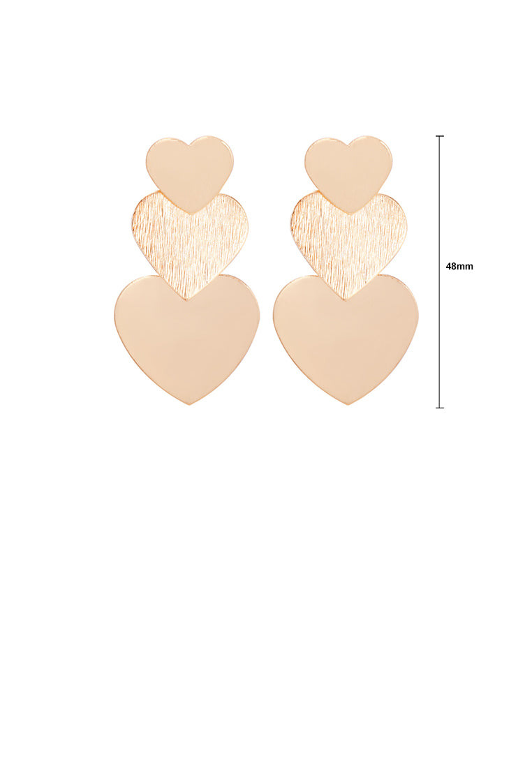 Simple and Romantic Plated Gold Heart-shaped Tassel Earrings
