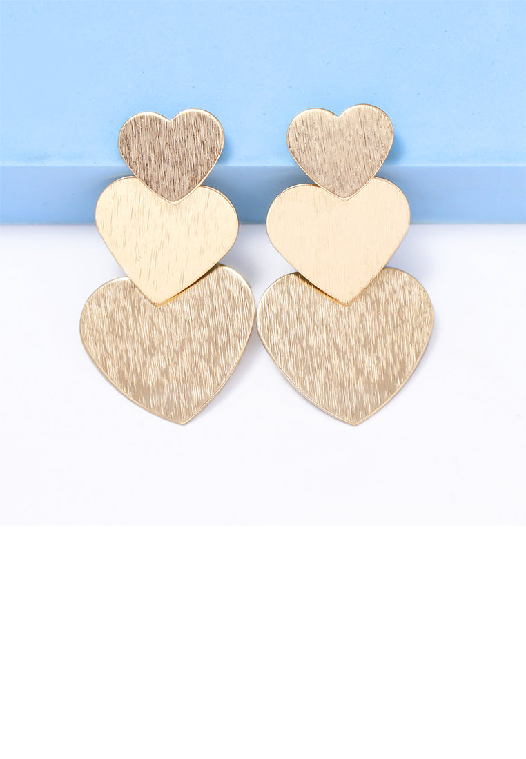 Simple and Romantic Plated Gold Heart-shaped Tassel Earrings