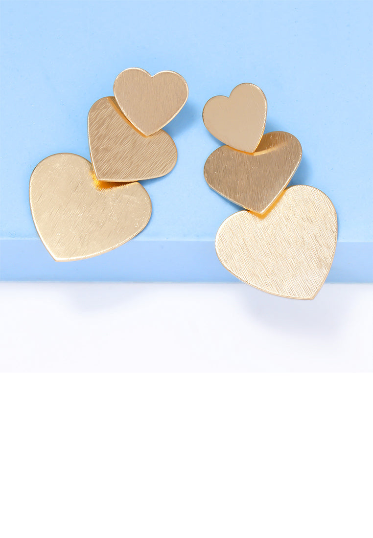 Simple and Romantic Plated Gold Heart-shaped Tassel Earrings