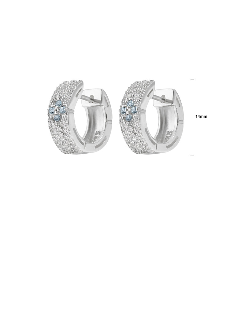 925 Sterling Silver Fashion Brilliant Four-Leafed Clover Geometric Hoop Earrings with Cubic Zirconia - Luxurious Look